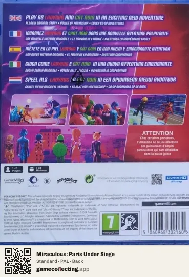 Miraculous: Paris Under Siege PlayStation 5, PAL box back