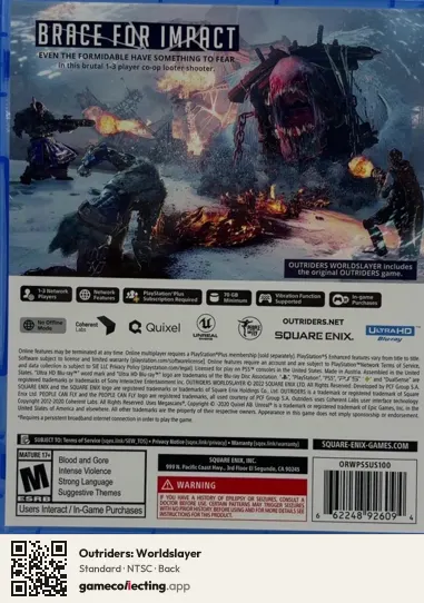 Outriders: Worldslayer PlayStation 5, NTSC box back