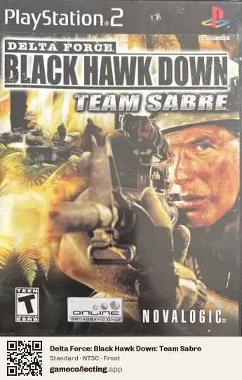 Delta Force: Black Hawk Down: Team Sabre PlayStation 2, NTSC box front