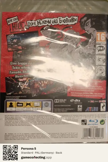 Persona 5 PlayStation 3, Germany box back