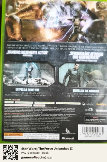 Star Wars: The Force Unleashed II Xbox 360, Germany box back