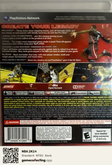 NBA 2K14 PlayStation 3, NTSC box back
