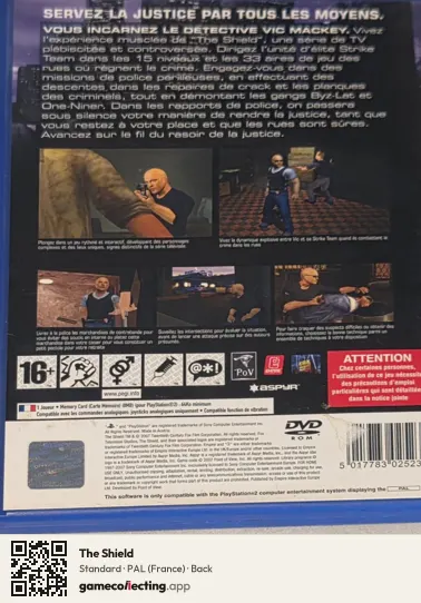 The Shield PlayStation 2, France box back