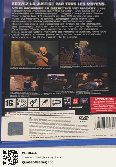 The Shield PlayStation 2, France box back