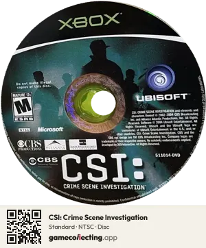 CSI: Crime Scene Investigation Xbox, NTSC disc