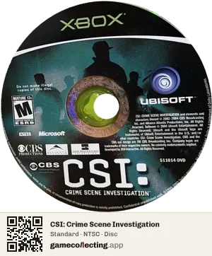 CSI: Crime Scene Investigation Xbox, NTSC disc