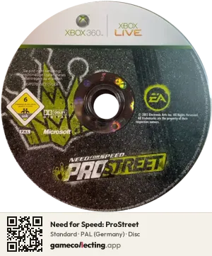 Need for Speed: ProStreet Xbox 360, PAL disc