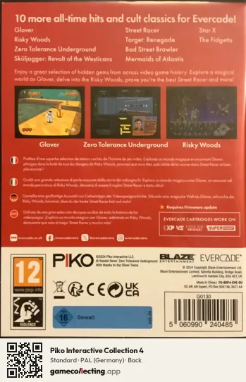 Piko Interactive Collection 4 Evercade, Germany box back