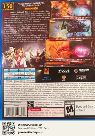 Divinity: Original Sin PlayStation 4, NTSC box back
