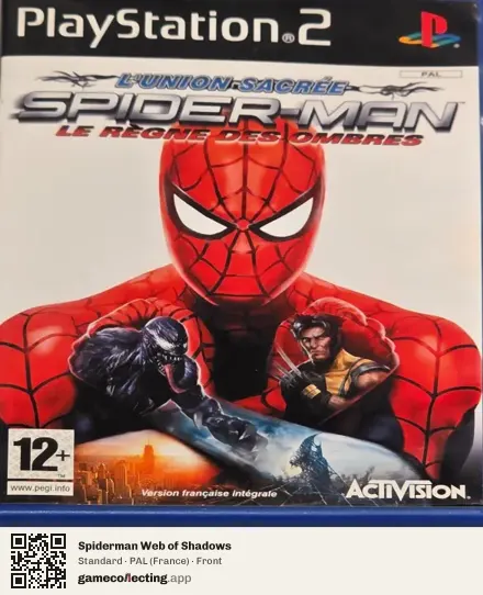 Spiderman Web of Shadows PlayStation 2, France box front