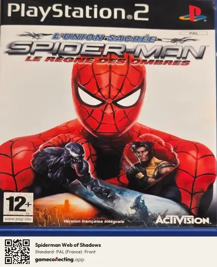 Spiderman Web of Shadows PlayStation 2, France box front