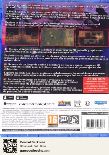 Dead of Darkness PlayStation 5, PAL box back