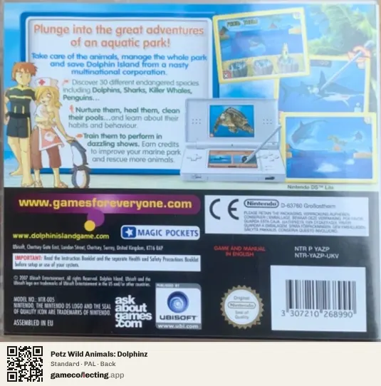 Petz Wild Animals: Dolphinz Nintendo DS, PAL box back