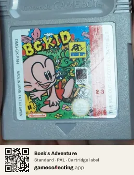 Bonk's Adventure Game Boy, PAL cartridge label