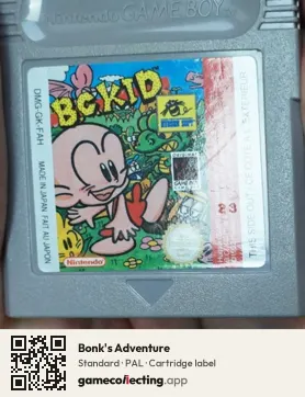 Bonk's Adventure Game Boy, PAL cartridge label