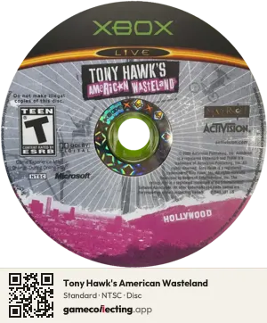 Tony Hawk's American Wasteland Xbox, NTSC disc
