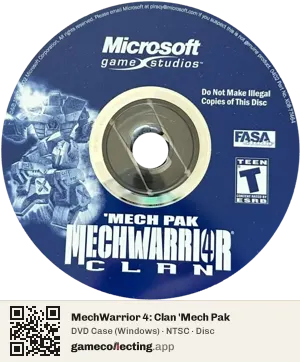 MechWarrior 4: Clan 'Mech Pak Computer, NTSC disc