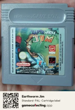 Earthworm Jim Game Boy, PAL cartridge label