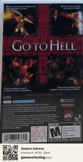 Dante's Inferno PlayStation Portable, NTSC box back