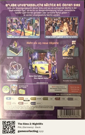 The Sims 2: Nightlife Computer, Germany box back