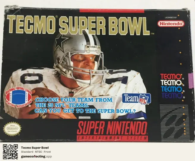 Tecmo Super Bowl Super Nintendo Entertainment System, NTSC box front