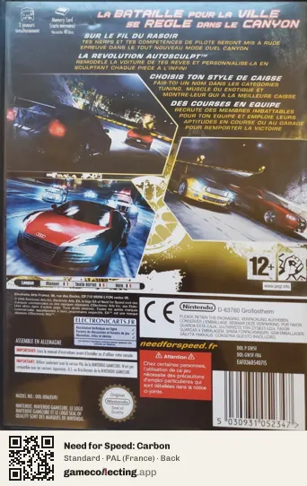 Need for Speed: Carbon Nintendo GameCube, France box back