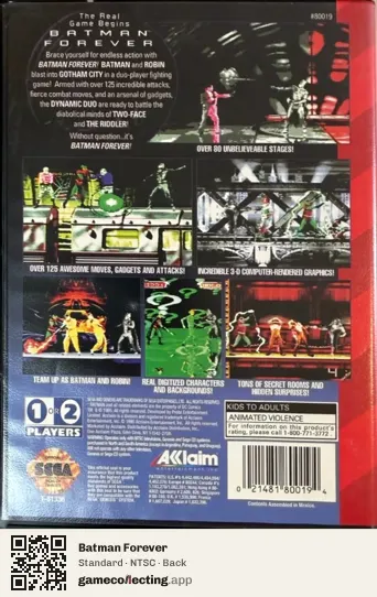 Batman Forever Sega Mega Drive / Genesis, NTSC box back