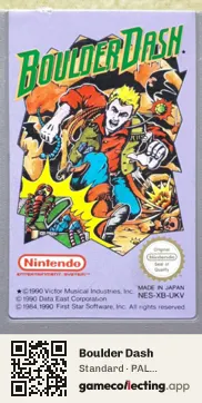Boulder Dash Nintendo Entertainment System, PAL cartridge label