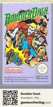 Boulder Dash Nintendo Entertainment System, PAL cartridge label
