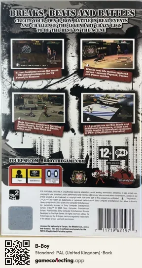 B-Boy PlayStation Portable, United Kingdom box back