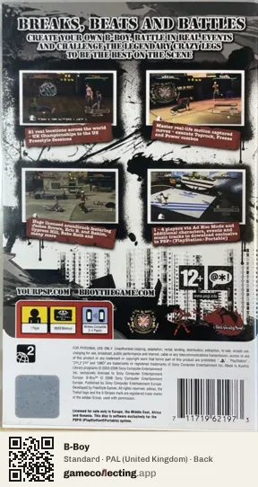B-Boy PlayStation Portable, United Kingdom box back