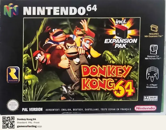 Donkey Kong 64 Nintendo 64, PAL box front