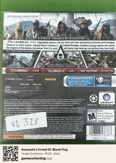 Assassin's Creed IV: Black Flag Xbox One, NTSC box back