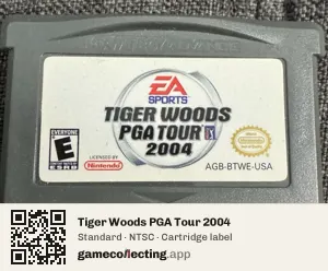 Tiger Woods PGA Tour 2004 Game Boy Advance, NTSC cartridge label