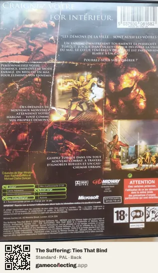 The Suffering: Ties That Bind Xbox, PAL box back