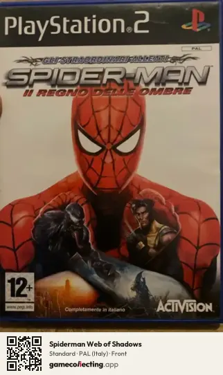 Spiderman Web of Shadows PlayStation 2, Italy box front