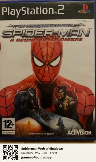 Spiderman Web of Shadows PlayStation 2, Italy box front