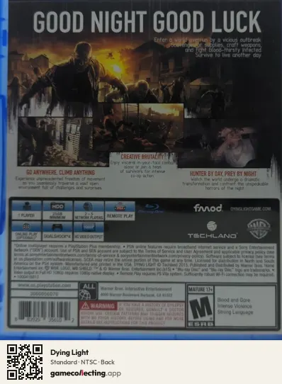 Dying Light PlayStation 4, NTSC box back