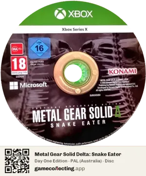 Metal Gear Solid Delta: Snake Eater Xbox Series X, PAL disc