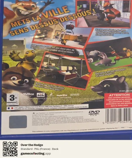 Over the Hedge PlayStation 2, France box back