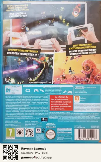 Rayman Legends Nintendo Wii U, PAL box back