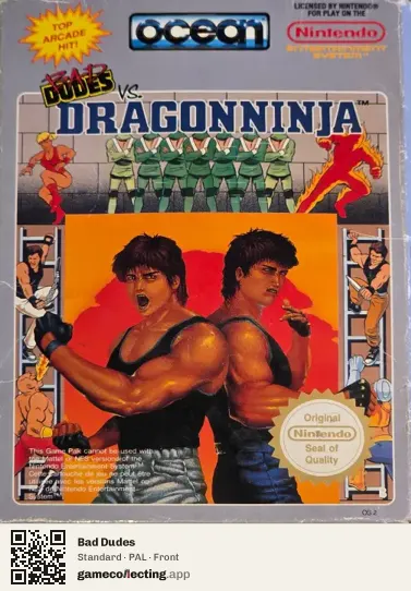Bad Dudes Nintendo Entertainment System, PAL box front
