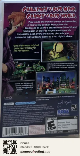 Crush PlayStation Portable, NTSC box back