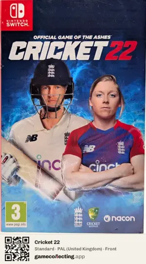 Cricket 22 Nintendo Switch, United Kingdom box front