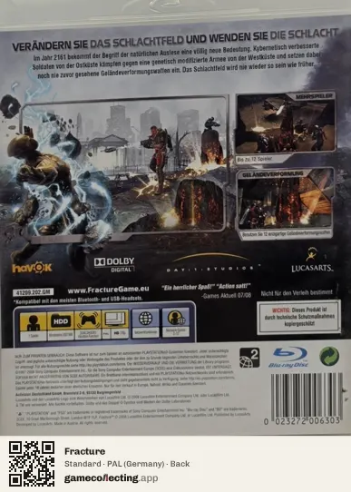 Fracture PlayStation 3, Germany box back