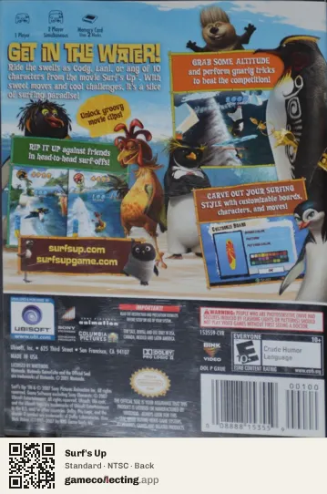 Surf's Up Nintendo GameCube, NTSC box back