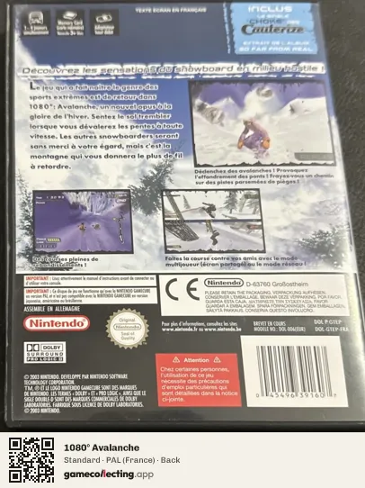 1080° Avalanche Nintendo GameCube, France box back