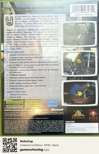 RoboCop Xbox, NTSC box back