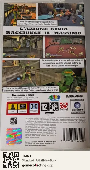 TMNT PlayStation Portable, Italy box back