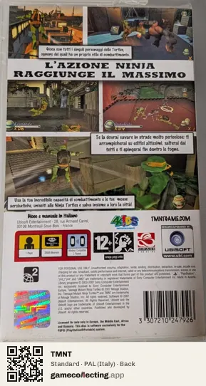 TMNT PlayStation Portable, Italy box back